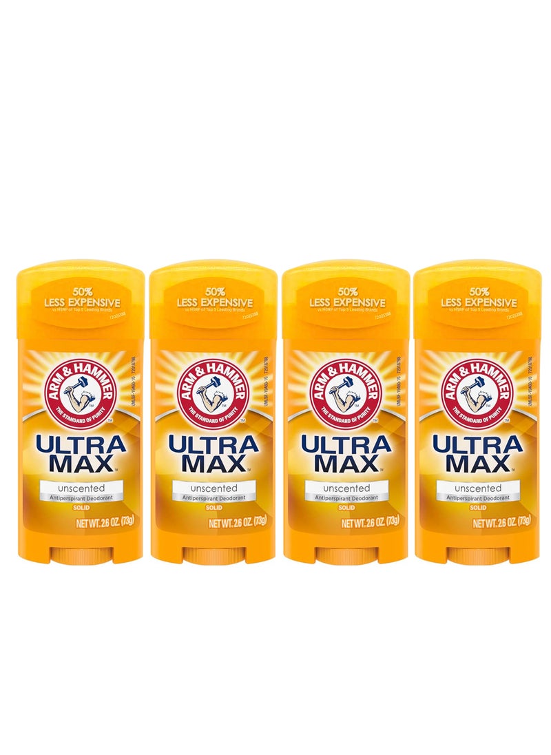 Arm & Hammer Pack Of 4 Arm ِAnd Hammer Ultra Max Unscented 73gm  - Image 1