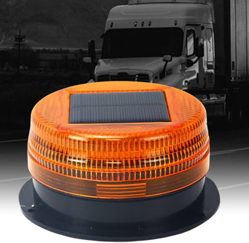 Solar Powered Yellow LED Warning Light With Magnetic Base For Road Safety - Image 4