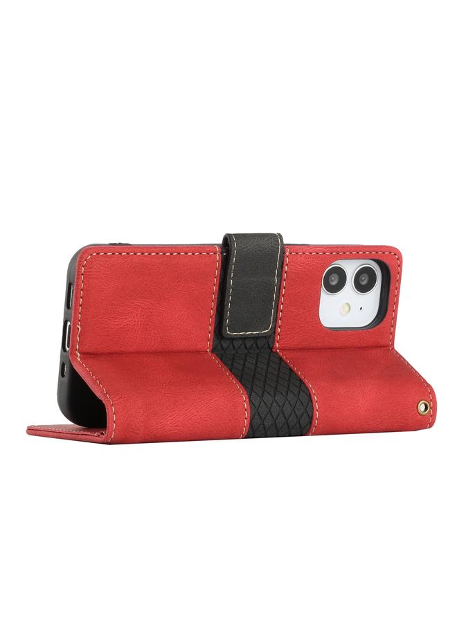 Zaboon Case For iPhone 12 mini Grid Stitching Leather Phone Case with Lanyard - Image 5