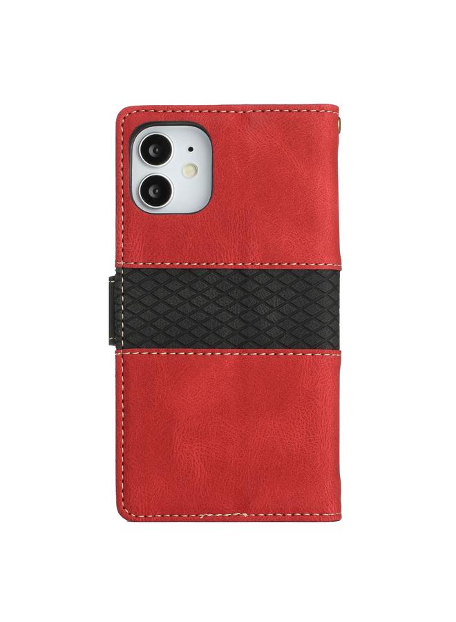 Zaboon Case For iPhone 12 mini Grid Stitching Leather Phone Case with Lanyard - Image 3