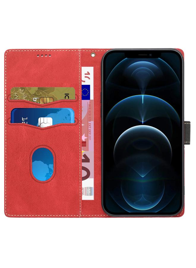 Zaboon Case For iPhone 12 mini Grid Stitching Leather Phone Case with Lanyard - Image 4