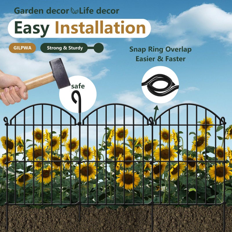 GILPWA 32 Panels Garden Fence, 34ft x 23in Animal Barrier Fences for Rabbits Dogs, Rustproof Metal Gardens Border Fencing, Arched Decorative Flower Bed Edging Barriers for Outdoor Yard Patio - Image 4