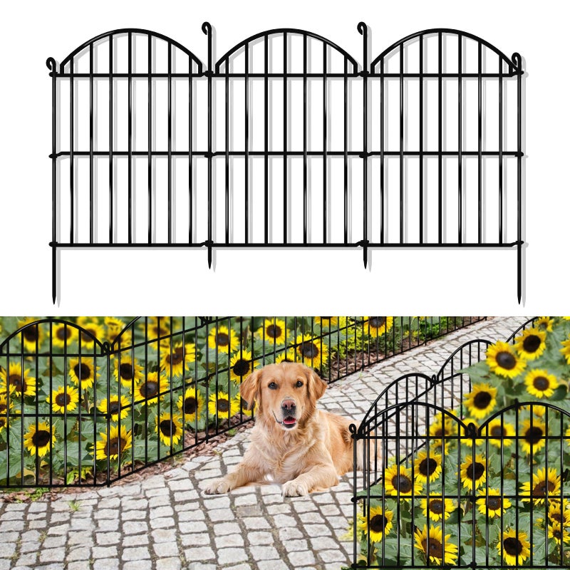 GILPWA 32 Panels Garden Fence, 34ft x 23in Animal Barrier Fences for Rabbits Dogs, Rustproof Metal Gardens Border Fencing, Arched Decorative Flower Bed Edging Barriers for Outdoor Yard Patio - Image 1