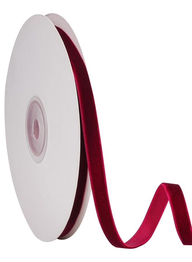 SDZMDL Burgundy Red Velvet Ribbon for Valentine's Day Bows, Gift Wrapping, Flower Bouquet, Wreath Decorations, 3/8 Inch Wide 10 Yards Roll. - Image 1