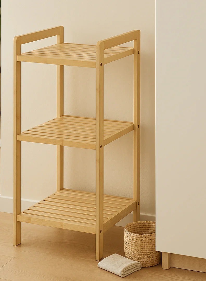 زوبا وحدة رفوف خشبية لغرفة المعيشة مكونة من 3 طبقات مصممة بشكل بسيط وانيق خصيصًا لديكور المنزل - Image 1