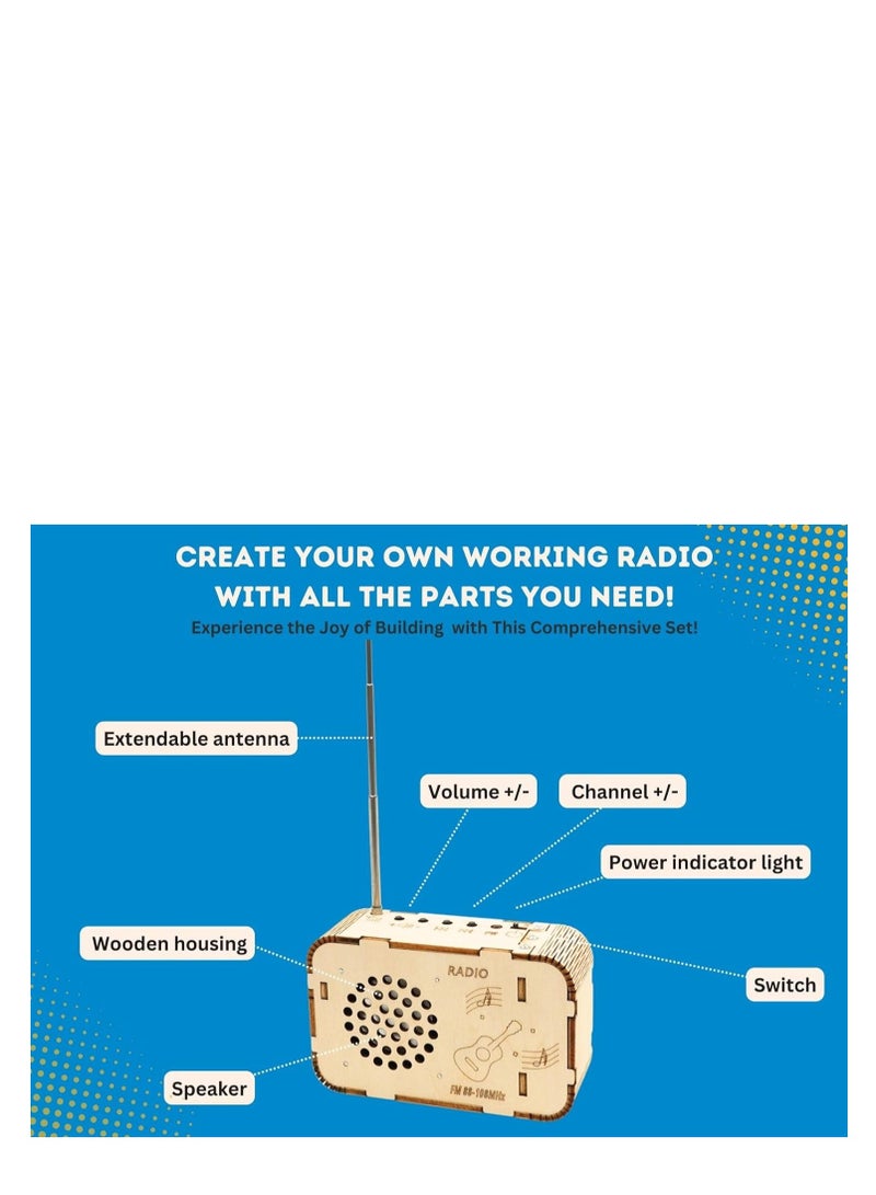 Zikra DIY Wooden FM Radio Kit for STEM Learning, Build Your Own FM Radio, Educational Science Project for Teens, Snap Circuits Electronics Kit, Perfect Gift for Boys and Girls. - Image 2