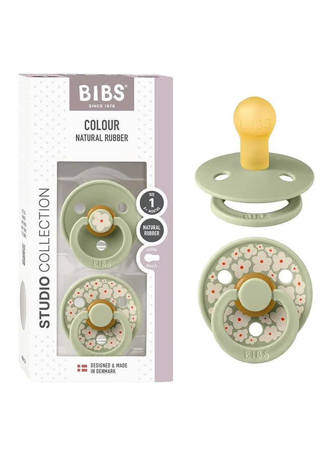 بيبس Pacifier Studio Colour 2 Pack Jasmine Latex Size 1, Sage Mix