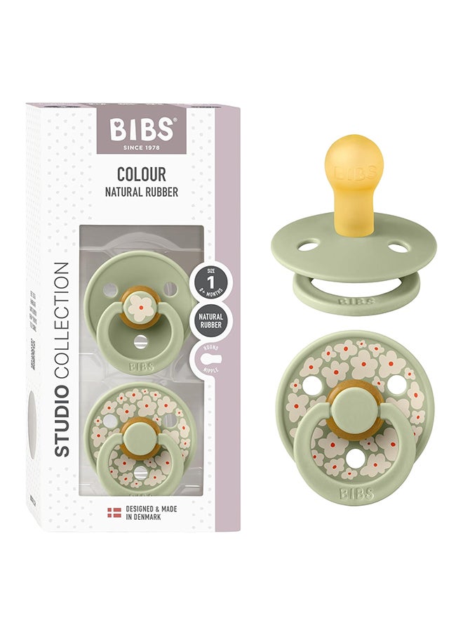 BIBS Pacifier Studio Colour 2 Pack Jasmine Latex Size 1, Sage Mix  - Image 1