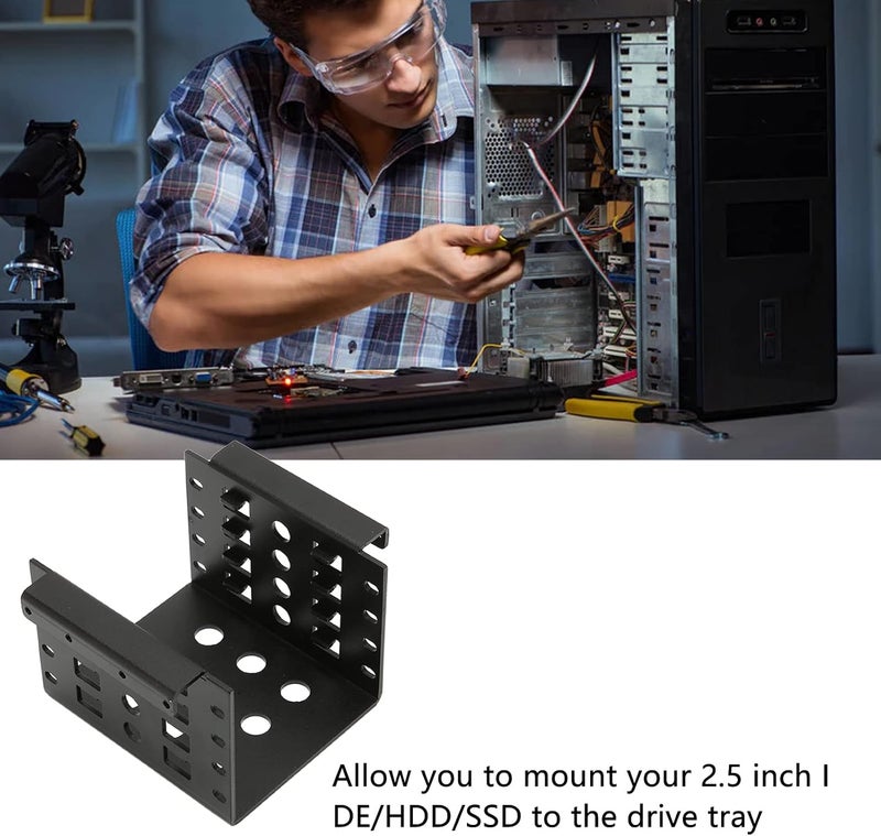 Dilwe 4 Bay 25 inch HDD SSD Mounting Bracket Aluminium 25in Hard Drive Caddy Tray 2mm Thickness Hard Disk Drive Mounting Bracket for 25in SATA IDE HDD SSDBlack - Image 2