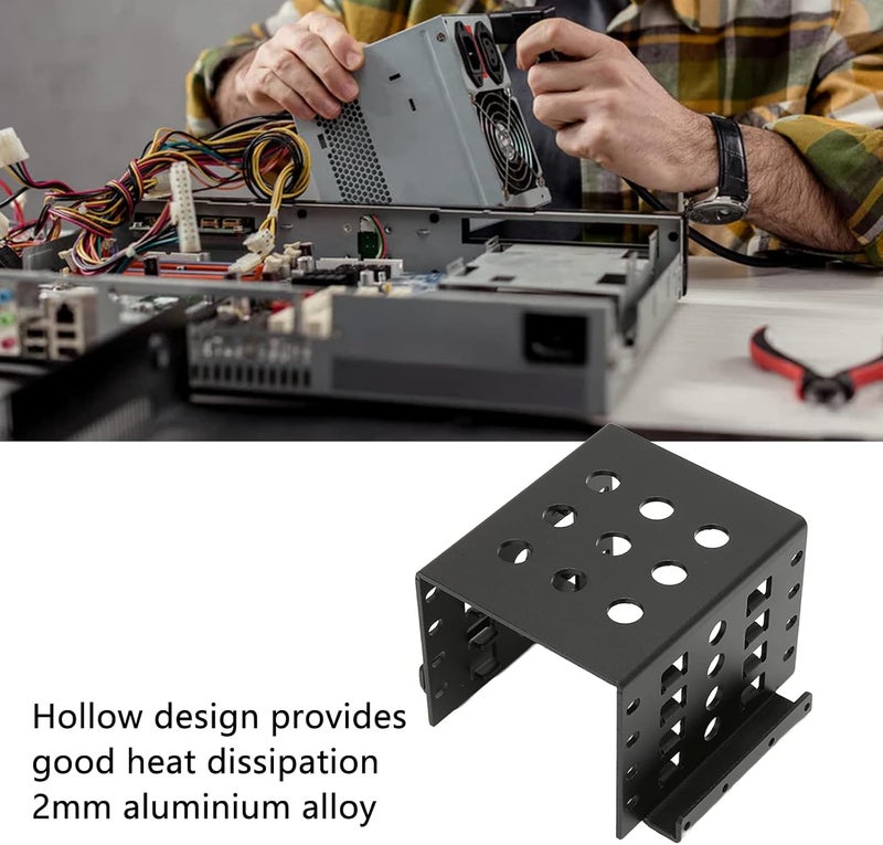 Dilwe 4 Bay 25 inch HDD SSD Mounting Bracket Aluminium 25in Hard Drive Caddy Tray 2mm Thickness Hard Disk Drive Mounting Bracket for 25in SATA IDE HDD SSDBlack - Image 3