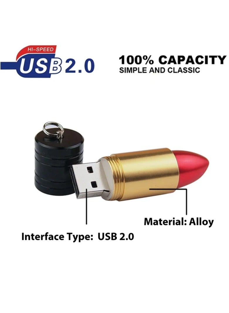 AROAQ Lipstick Pen Drive, Lightweight And Portable Usb Flash Drive, Fast And Efficient Flash Drive Memory U Stick, Classic Metal Lipstick Shaped Data Storage Device With Key Ring, (1pc, 32GB Red)  - Image 2