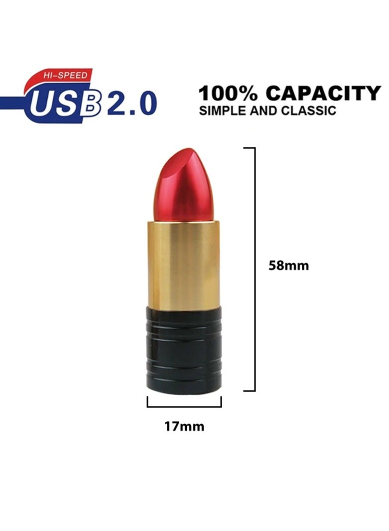 AROAQ Lipstick Pen Drive, Lightweight And Portable Usb Flash Drive, Fast And Efficient Flash Drive Memory U Stick, Classic Metal Lipstick Shaped Data Storage Device With Key Ring, (1pc, 32GB Red)  - Image 3