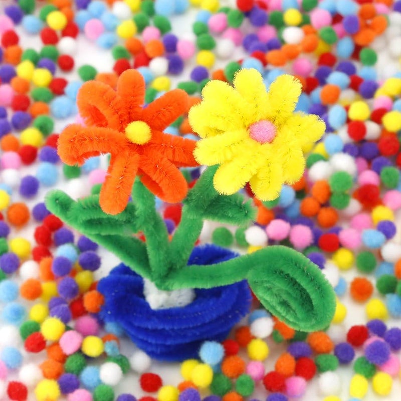 Caydo 2400 Pieces Mini Craft Pompoms Assorted Colors 6 mm Pom poms for Hobby Supplies and Valentine's Day Decorations - Image 5