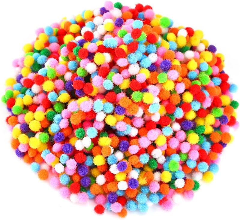 Caydo 2400 Pieces Mini Craft Pompoms Assorted Colors 6 mm Pom poms for Hobby Supplies and Valentine's Day Decorations - Image 1