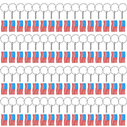 Nosiny 100 Pcs American Flag Keychains USA Flag Key Chains Patriotic Party Favor 4th of July Accessories for Kids Adults Veterans Day Gifts Independence Memorial Day Souvenir - Image 1