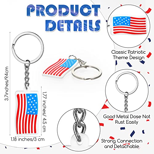 Nosiny 100 Pcs American Flag Keychains USA Flag Key Chains Patriotic Party Favor 4th of July Accessories for Kids Adults Veterans Day Gifts Independence Memorial Day Souvenir - Image 2