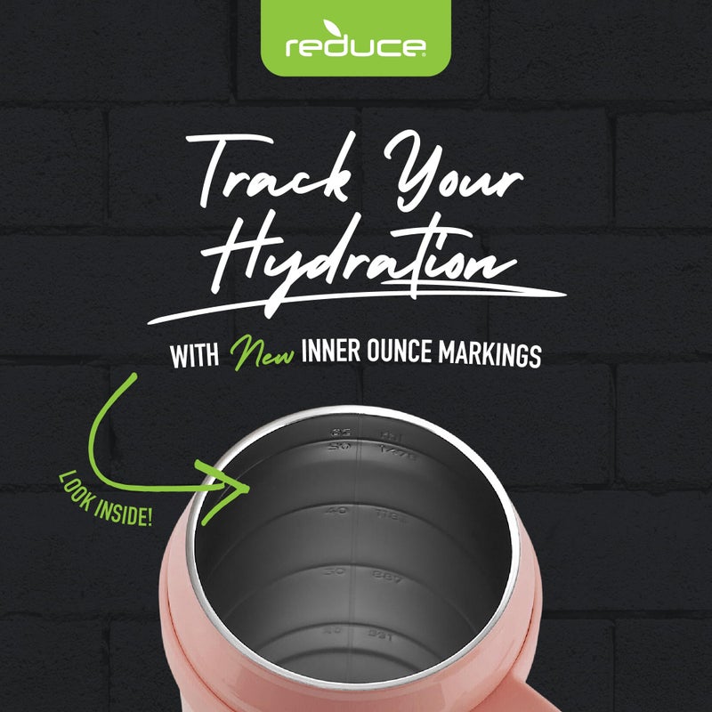 REDUCE 50 oz Stainless Steel Tumbler with Handle - Dual-Wall Vacuum Insulated Travel Mug  Sweat-Proof Lid & Reusable Straw - Keeps Drinks Cold for 24 Hrs  Fits Cupholders  Dishwasher Safe - Pink Clay - Image 5