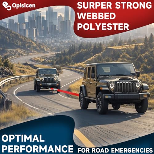 OPISICEN Tow Strap with Hooks 2 Inch x 20 Foot - 15,216 lbs Breaking Strength Emergency Heavy Duty Capacity Tow Rope Forged Steel Hooks for Car Truck Jeep ATV SUV, Roadside Recovery (Red, 2" x 20') - Image 5