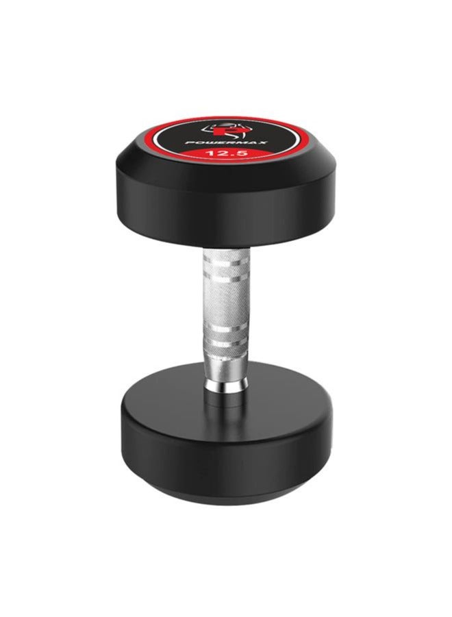 PowerMax Fitness Rubber Coated Round Professional Dumbbell for Home Gym | dumbbell for home gym workouts| gym dumbbell | dumbbell for men-women fitness | 12.5kg dumbbell x 1| Black 12.5kg - Image 1