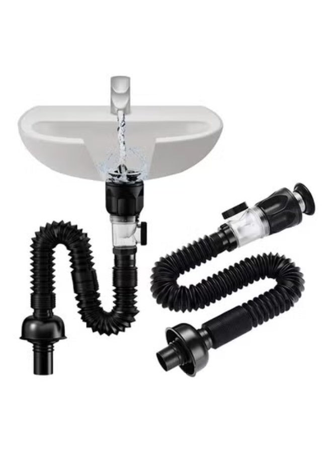 fantasize طقم تصريف الحوض مع مصيدة P مرنة وقابلة للتوسع لفتحة تصريف 1-1/4" و 1-1/2" - أنبوب حمام مضاد للرائحة - Image 1