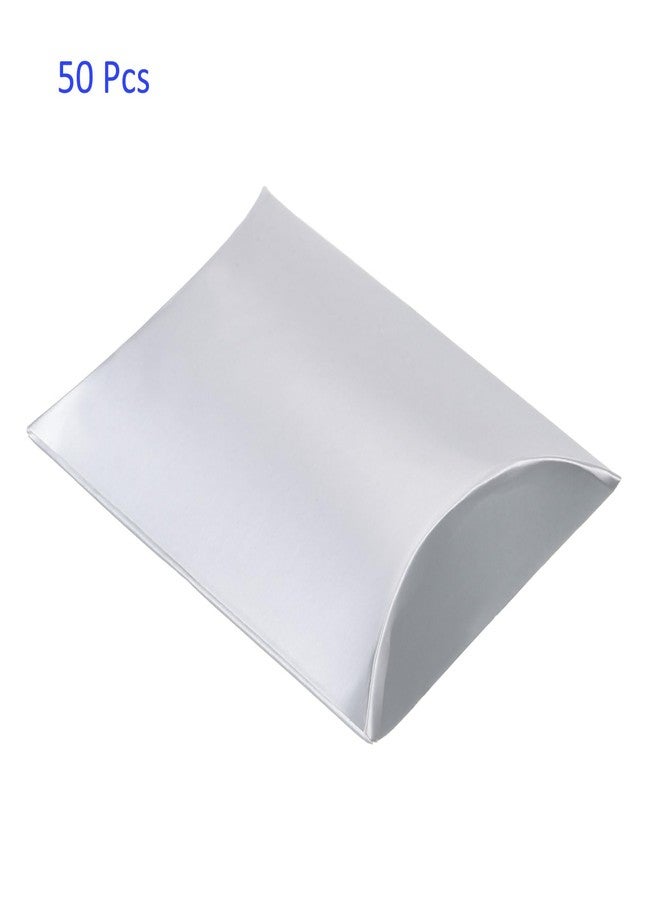 M METERXITY 50 Pack Pillow Boxes - Wedding Gift Box Decoration Candy Chocolate, Apply to Wedding/Party/Christmas (4.5"x2.8", Silver Tone - Image 3