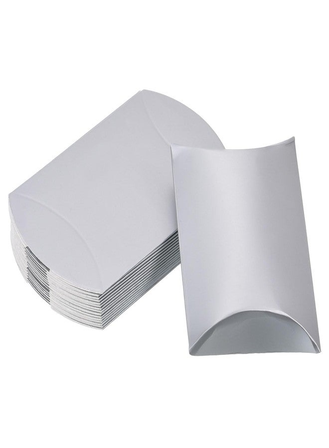 M METERXITY 50 Pack Pillow Boxes - Wedding Gift Box Decoration Candy Chocolate, Apply to Wedding/Party/Christmas (4.5"x2.8", Silver Tone - Image 1