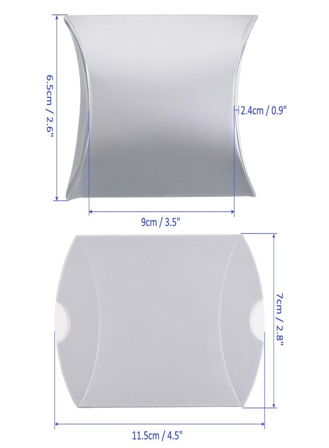 M METERXITY 50 Pack Pillow Boxes - Wedding Gift Box Decoration Candy Chocolate, Apply to Wedding/Party/Christmas (4.5"x2.8", Silver Tone - Image 2