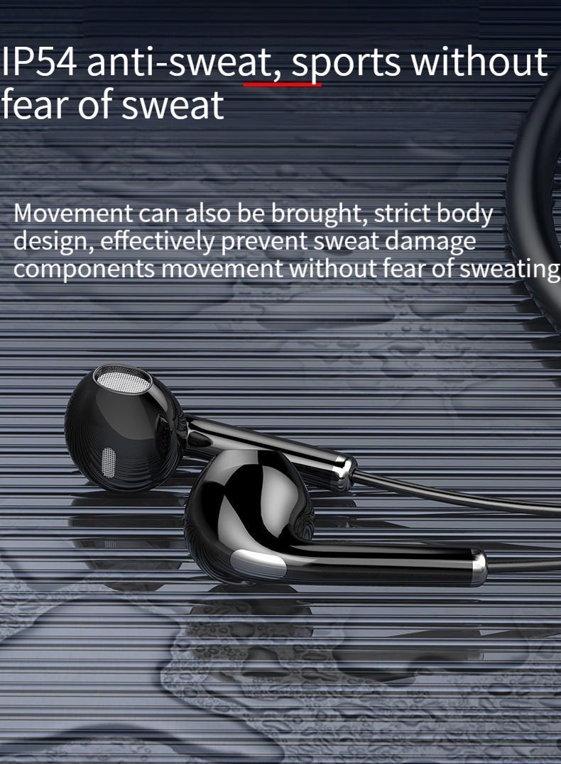 New hanging neck type wireless bluetooth sports headset with digital display, large capacity and long battery life bluetooth headset black - Image 3