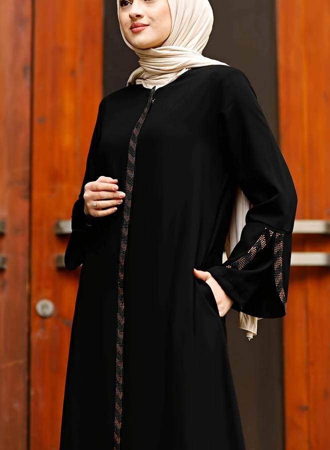 تايك تو عباية بحافة واسعة مزينة - Image 1