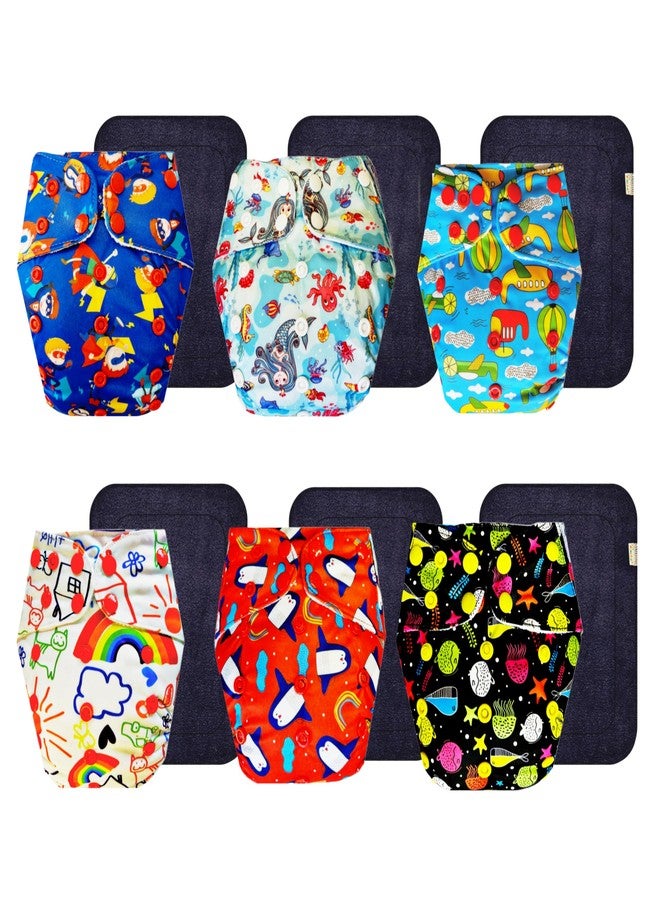 حفاضات دمبلدو القماشية الممتازة مع حشوة سوداء (عبوة من 6 قطع) | شعور بالجفاف والراحة | وسادة ماصة من 6 طبقات | سريعة الجفاف | موثوق بها من قبل الأمهات | من 3 أشهر إلى 3 سنوات | للجنسين - Image 1