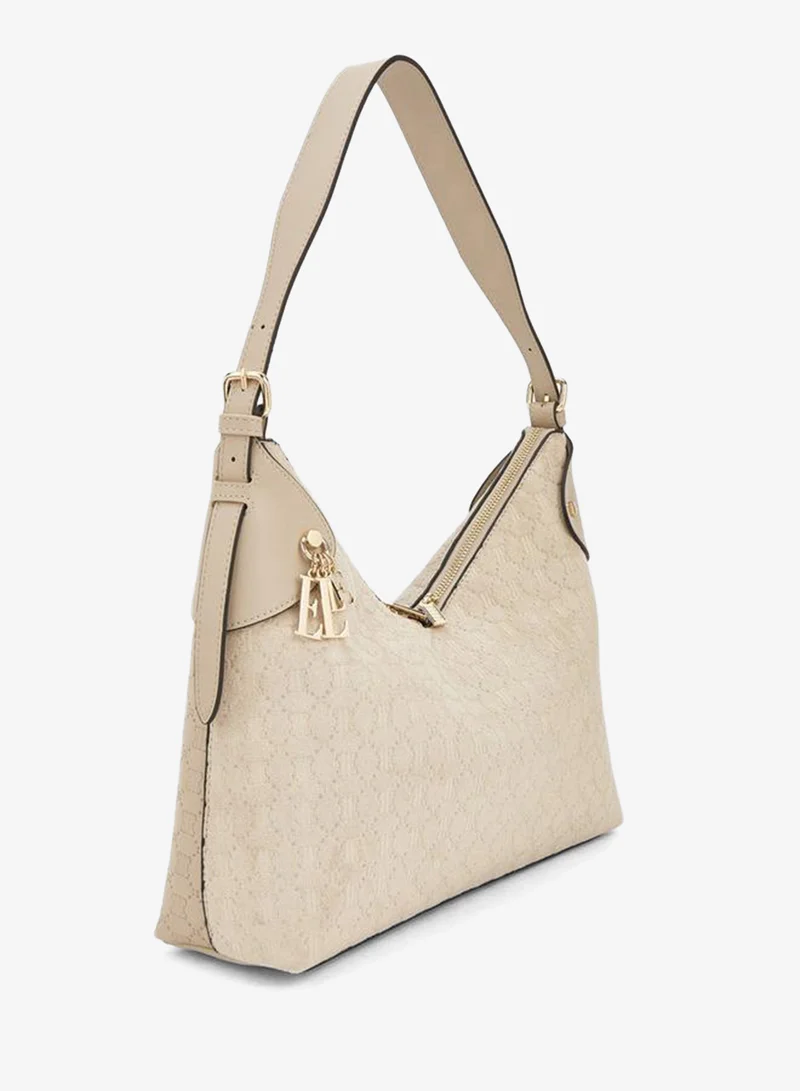 ايل Suede Shoulder Bag With Zip Closure
