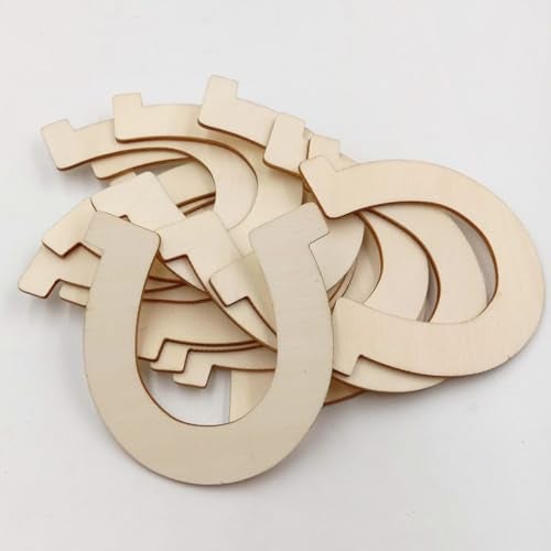 Healifty Horseshoe Wood Cutout 24Pcs Horseshoe Shape Wood Slices Unfinished Chips Handicrafts Home Decorative Wooden Cutouts DIY Crafts Home Decoration Craft Projects - Image 3