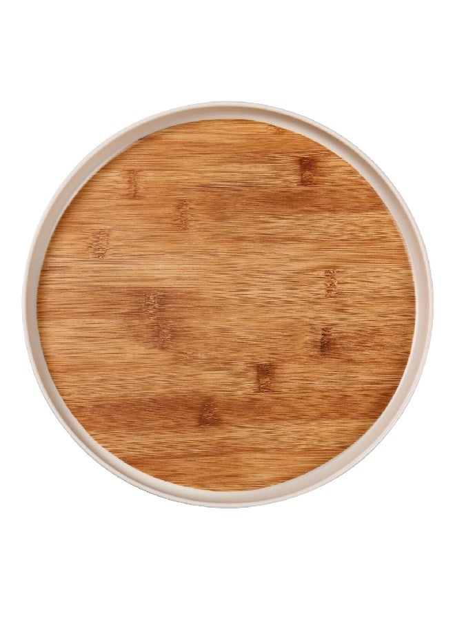 Felli Elegant Durable Round Melamine and Bamboo Side Plate Brown and White 20.3 x 2 cm Y1K120125-PH051-C