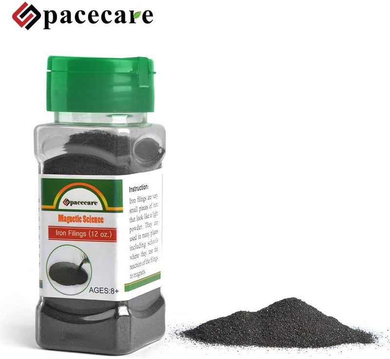 SPACECARE Magnetic Sand Iron Powder Filings Magnetic Power for Magnet Education and School Projects, Storage (12 Ounces) with Shaker Lid, 1 Pack Iron Oxide Powder Shavings for Science - Image 2