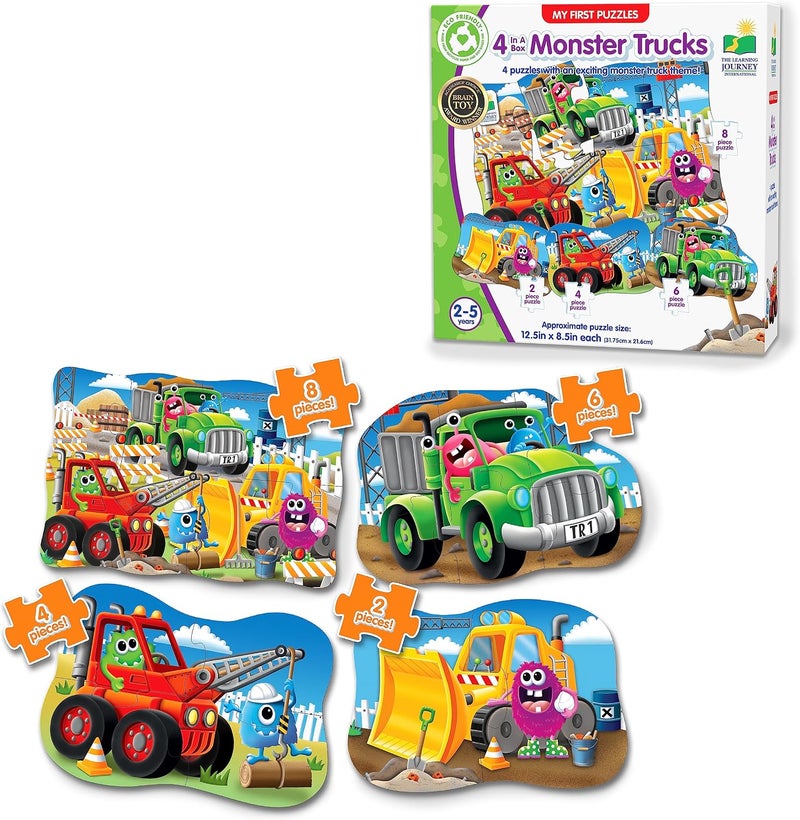 THE LEARNING JOURNEY International LLC My First 4-in-A-Box Puzzle – Monster Truck – Educational Toddler Toys & Gifts for Boys & Girls Ages 2 and Up, Multi - Image 1