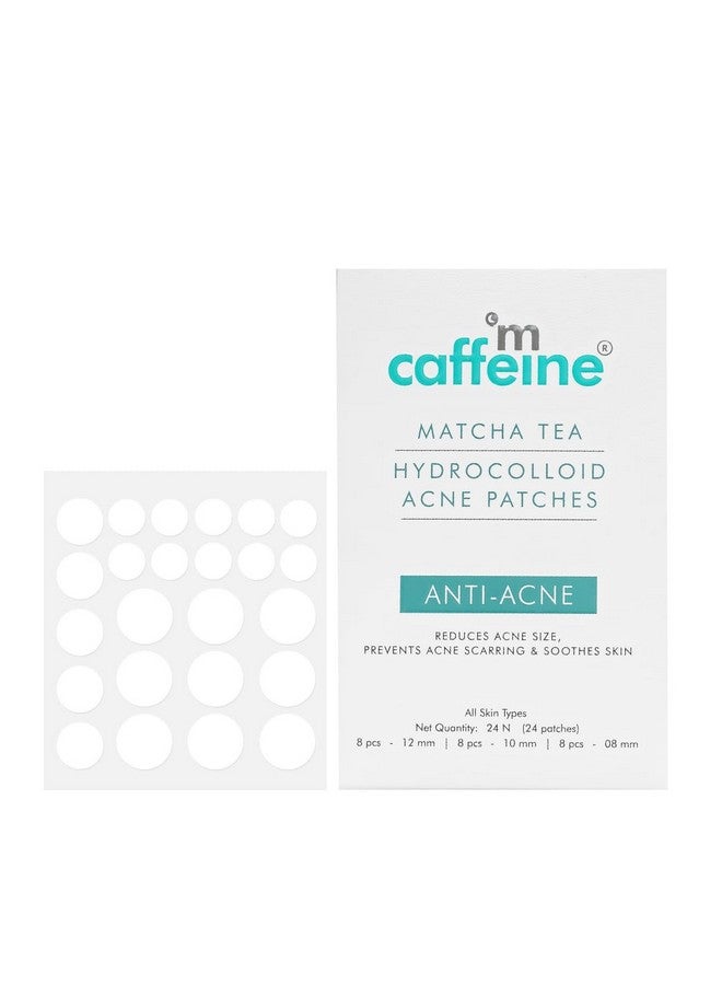MCaffeine Matcha Tea Hydrocolloid Acne Patches With 0.5% Salicylic Acid Invisible Waterproof Patches For Active Acne & Pimples Reduces Acne Size In 2 Uses For Both Women And Men All Skin Types 3 Sizes (24N X1) - Image 1