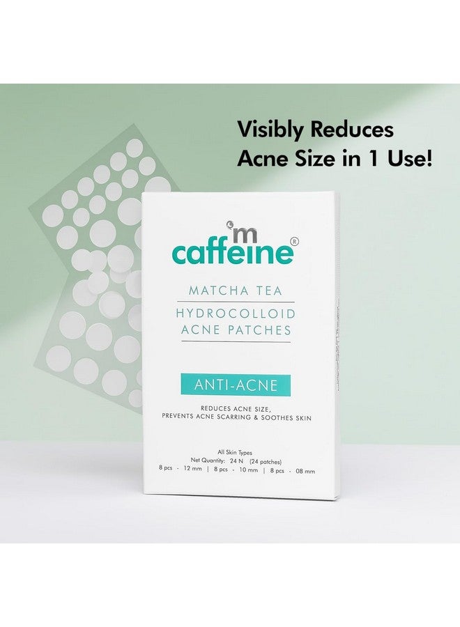 MCaffeine Matcha Tea Hydrocolloid Acne Patches With 0.5% Salicylic Acid Invisible Waterproof Patches For Active Acne & Pimples Reduces Acne Size In 2 Uses For Both Women And Men All Skin Types 3 Sizes (24N X1) - Image 2