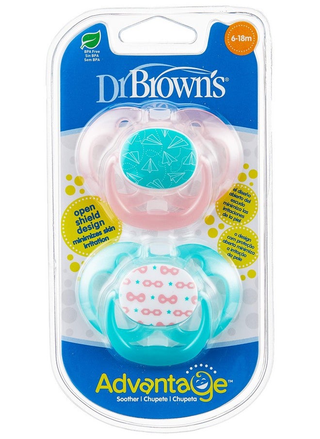 Dr. Brown's - لهايات دكتور براونز أدفانتج، المرحلة الثانية، عبوة من قطعتين، طائرات وردية، من عمر 6 أشهر إلى 12 شهرًا - Image 1