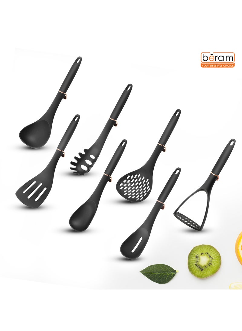 HausRoland - 12 Pieces Kitchen Utensil Set, Knife Set, Stainless steel blades with Sleek storage rack, Non Stick Kitchen Cooking Cutlery, Includes Tongs, Spatula, Turner, Ladle, and More - Image 1