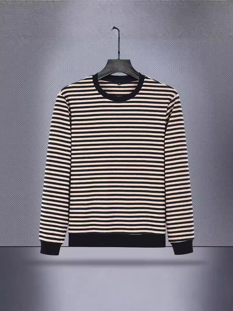 Striped Long Sleeve T-Shirt Men'S Round Neck Loose Inner Base Shirt Autumn Clothes A Generation Of - Image 4