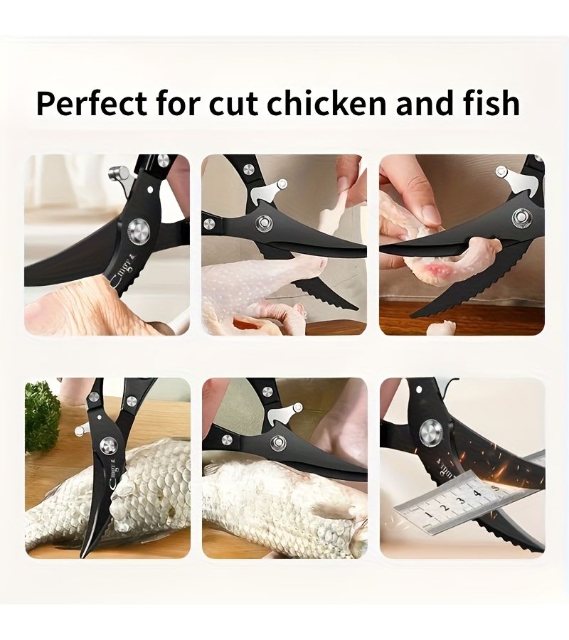 Premium Titanium Black Multi Function Kitchen Scissors Stainless Steel Heavy Duty For Home Cooking Cutting - Image 4