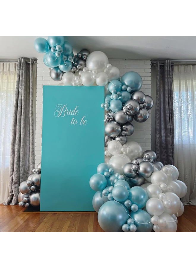 Biapian Teal White Balloon Set, 60PCS Tiffany Blue Silver Birthday Balloons, 12 Inch Teal Green Latex Balloon Turquoise Metallic Silver Confetti Balloons for Birthday Party Baby Shower Wedding Decorations - Image 3