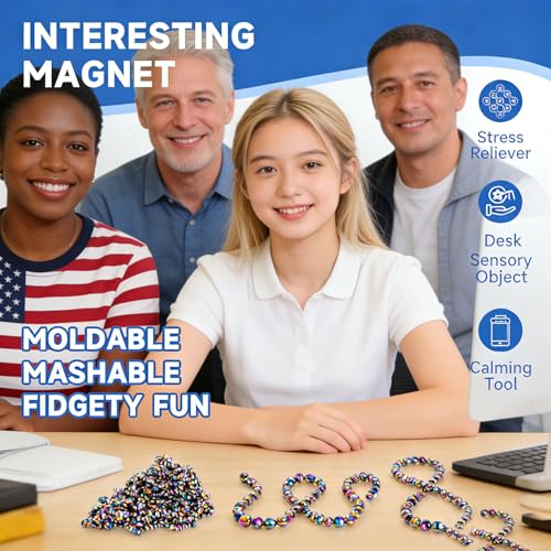 SANTA CASA 550 Pcs Ferrite Fidget Putty for Adults Teens WeakAttraction Sensory Beads Anxiety Relief Desk Gadgets for ADHD Autism Stress Toys Office Fidgets Toys Gifts for Him Her - Image 5