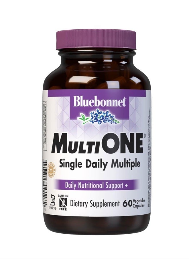 Bluebonnet Nutrition Multi One (with Iron) Vegetable Capsules, Complete Full Spectrum Multiple Vitamin Supplement, B Vitamins, Gluten Free, Milk Free, Kosher, 60 Vegetable Capsules, 2 Month Supply - Image 1