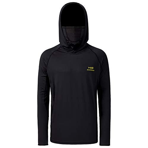 BASSDASH UPF 50+ Men’s Long Sleeve Fishing Shirt with Mask UV Neck Gaiter Hoodie (Black, Large) - Image 2
