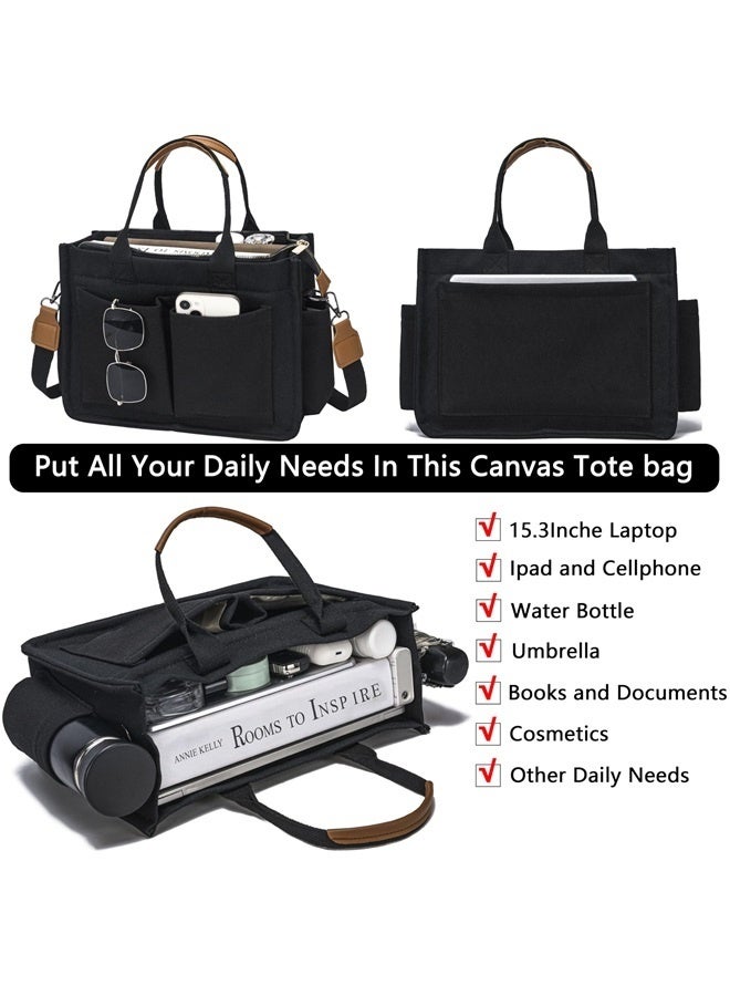 Tote Bag for Women Work - Everyday Bag with Pockets Crossbody Nursing Bag for Work Travel Nurse Gift-black  - Image 3