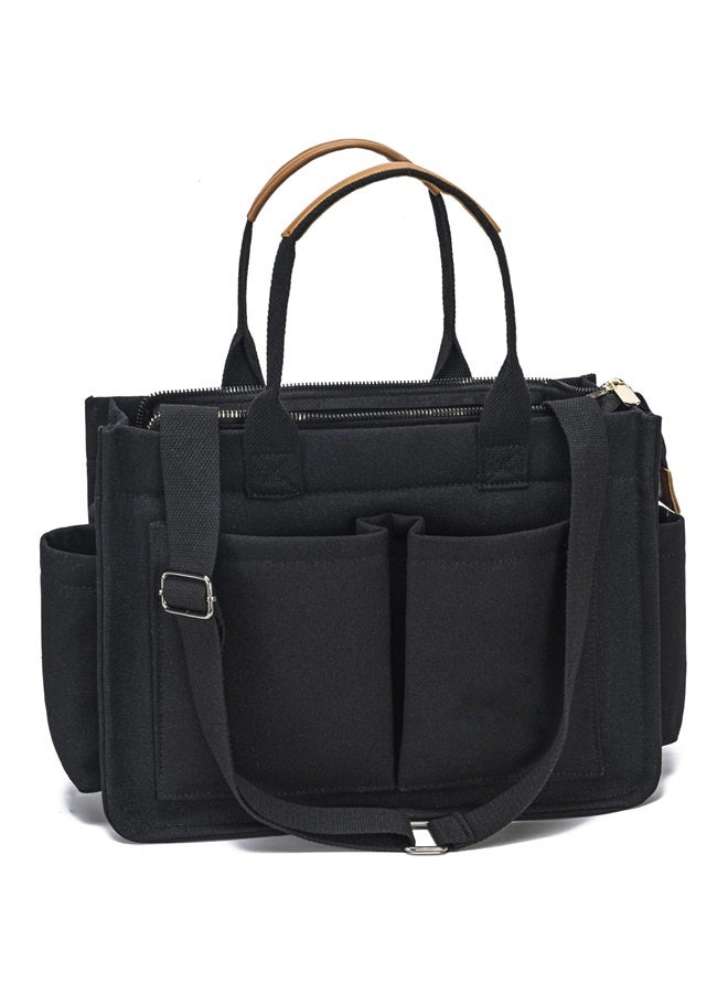 Tote Bag for Women Work - Everyday Bag with Pockets Crossbody Nursing Bag for Work Travel Nurse Gift-black  - Image 1
