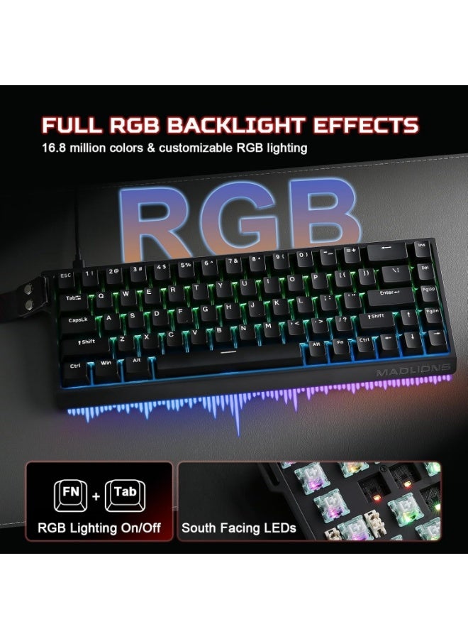 مادليونس MADLIONS Mad68 HE RGB لوحة المفاتيح الميكانيكية المفتاح المغناطيسي تبادل الساخن 8000hz 0.02mm FPS لوحة المفاتيح الألعاب مع التشغيل القابل للتعديل ، وضع الزناد السريع ، مفاتيح تأثير القاعة ، للكمبيوتر الشخصي / ماك ، هدية عيد الميلاد المحمولة السوداء - Image 5