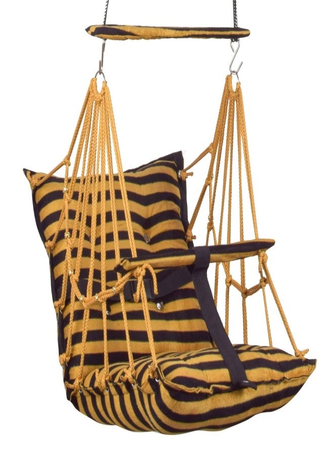 Windson Craft® Cotton Baby Swing for 1-5 Year Olds - Indoor & Outdoor Hammock Chair with Safety Belt and Cushions - Comfortable Hanging Baby Seat for Toddlers & Kids (Line Golden) - Image 1