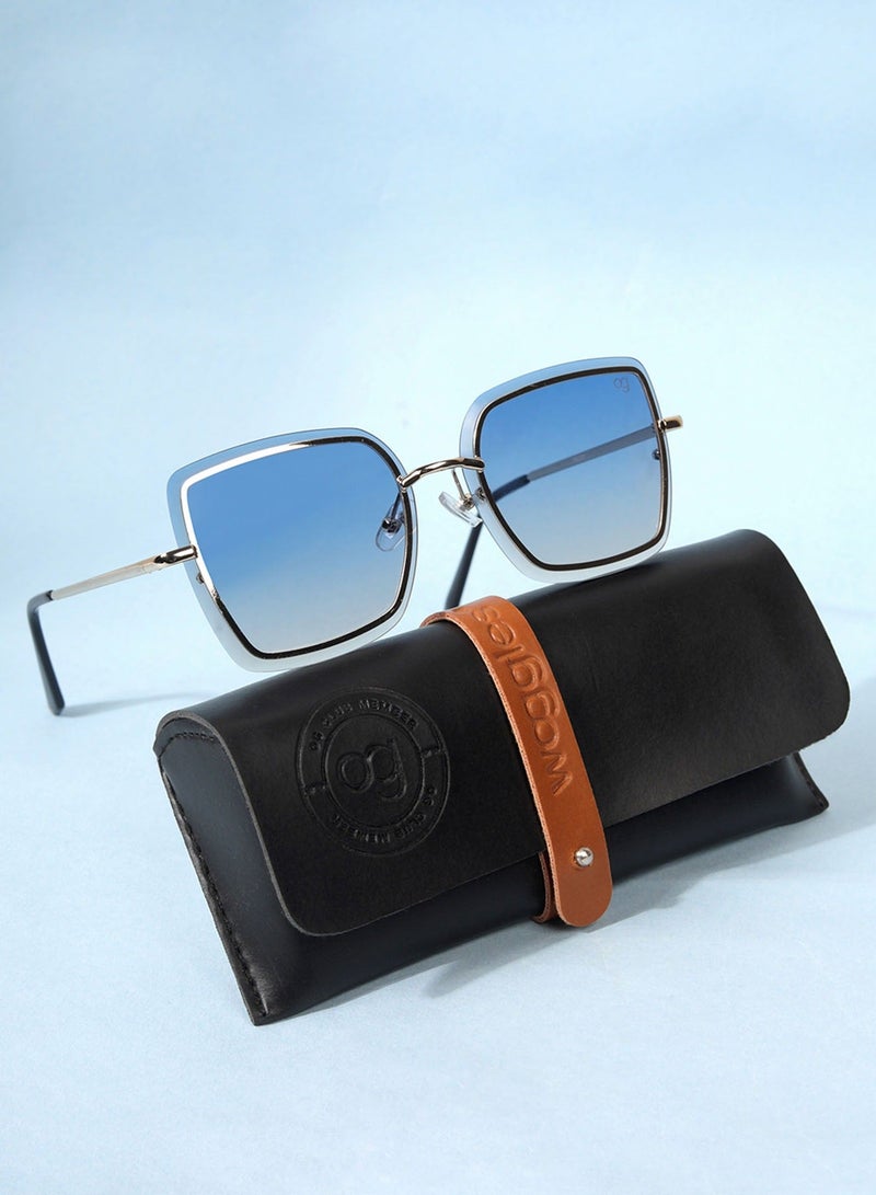 Woggles Latest &amp; Stylish UV Protected Blue Square Sunglasses for Women - Image 1